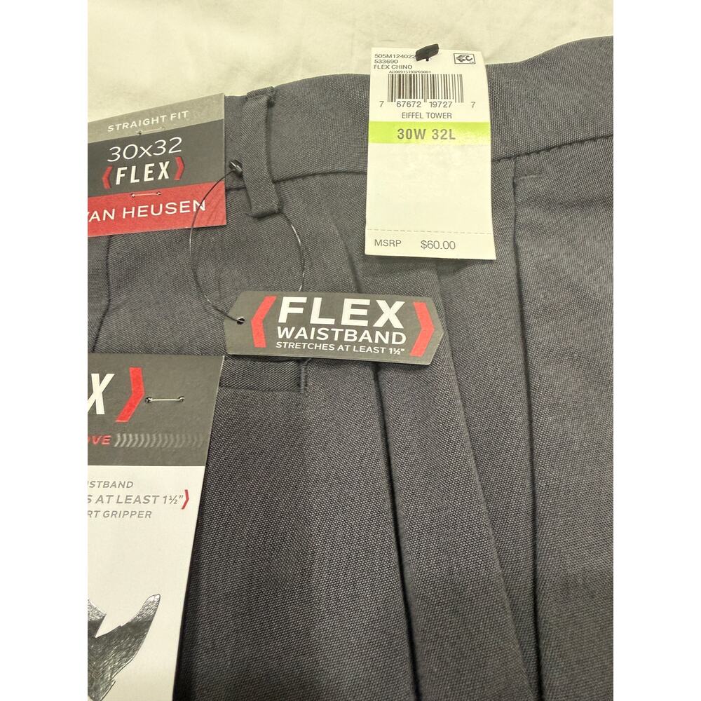 Van Heusen Flex 30X32 Straight Fix Flat Front Men’s Dress Slacks New WTags 0198
